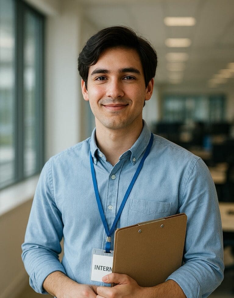 Student holding a clip board
