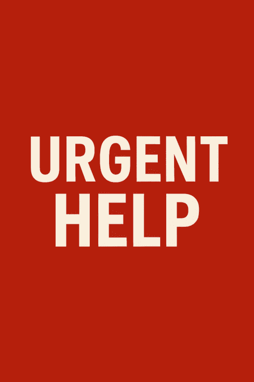 Urgent Help in white with red background